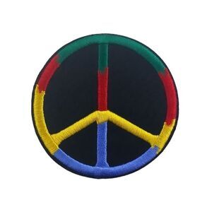 Rasta Black Peace Sign Embroidered Patch